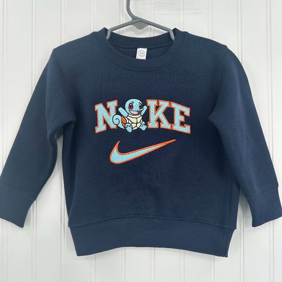 Nike Pokemon Squirtle TODDLER Unisex Sweatshirt Embroidered Fleece Crewneck - Picture 1 of 13